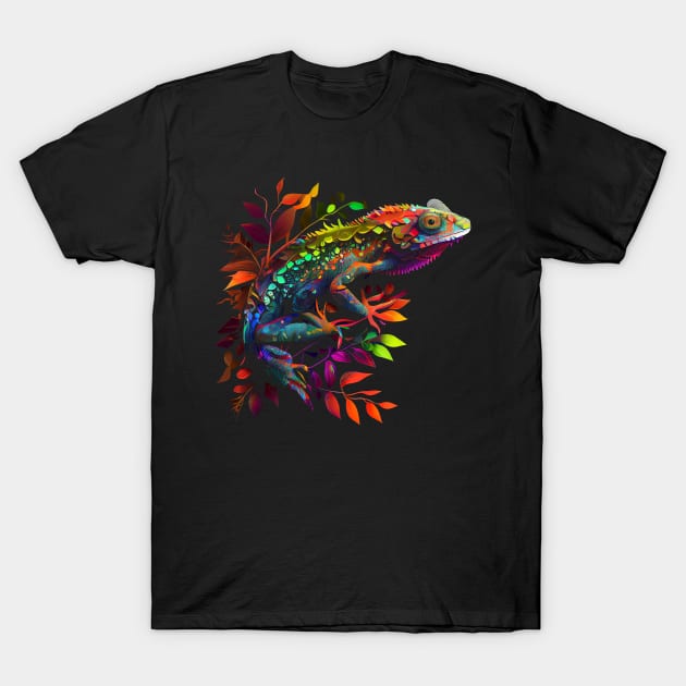 Cool gecko chameleon design colorful T-Shirt by Unelmoija